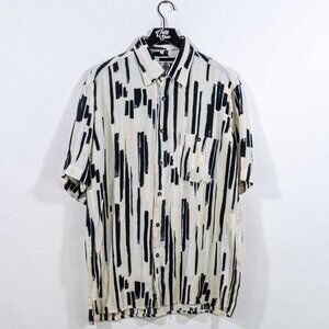 Georg Roth of Germany Abstract Striped Short Sleeve Button Shirt Large VTG